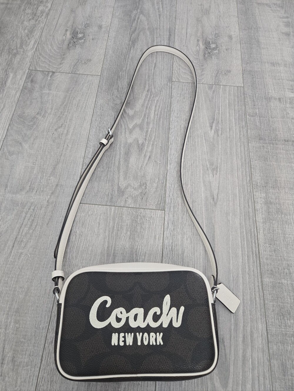 Coach Mini Jamie Camera Crossbody Bag Leather Coach Script Brown And Cream - Picture 6 of 14